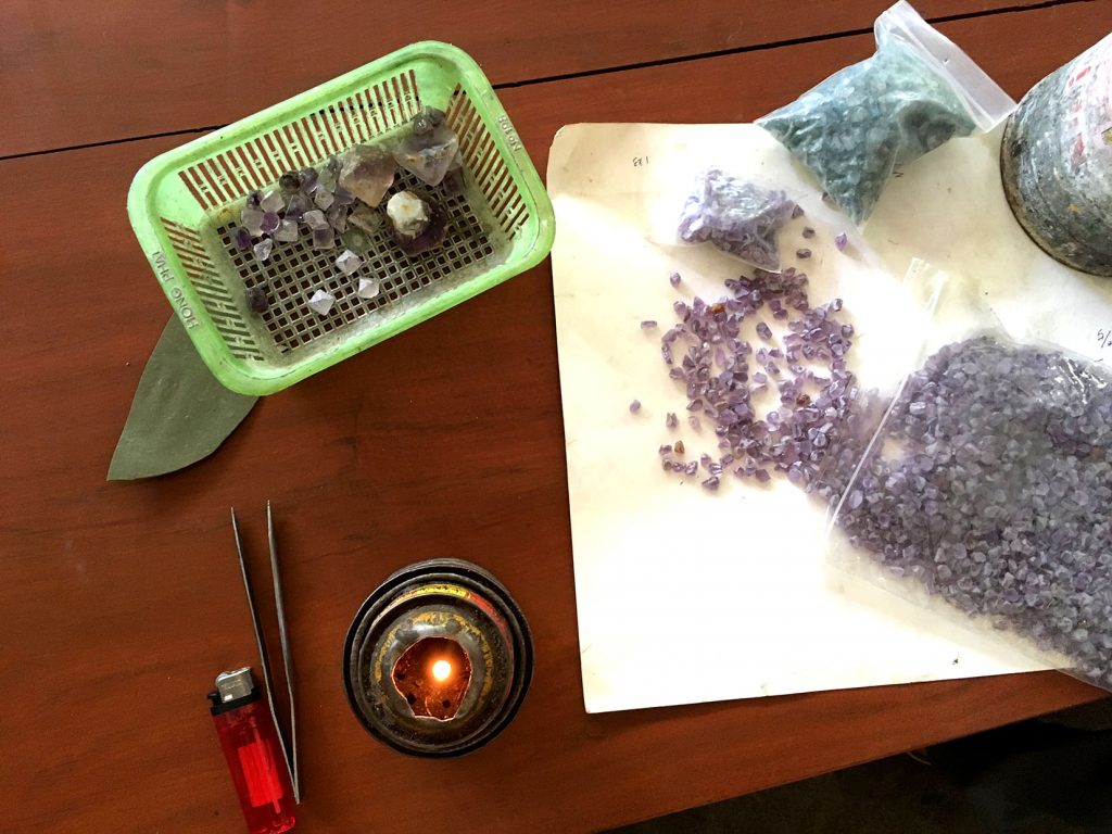 amethyst gemstone cuttings