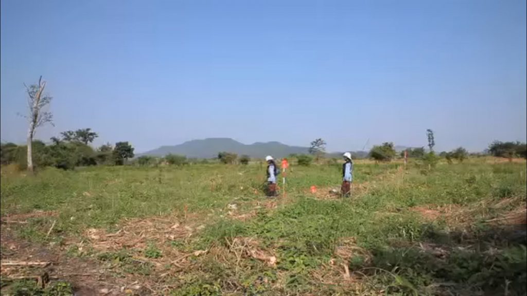 The Landmine Girls in a field