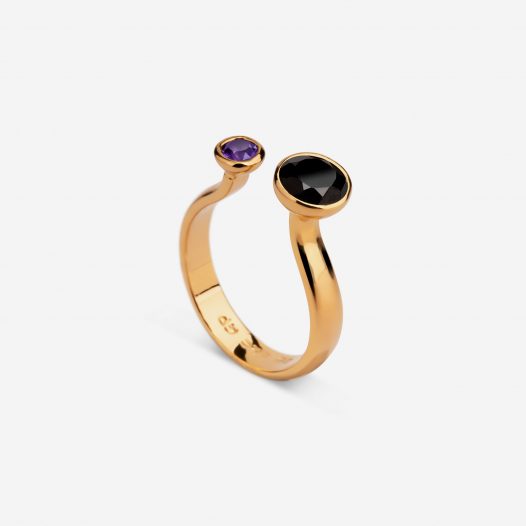 Two stone ring amethyst onyx