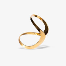 Gold curved bracelet.