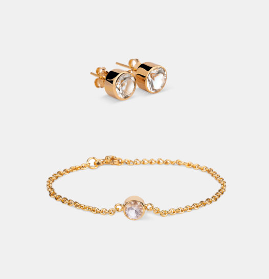 bracelet and earrings white