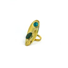 Gold ring with two stones.