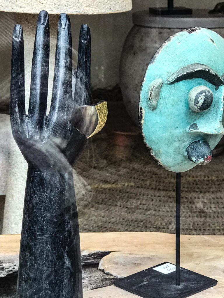 hand sculpture with ring.